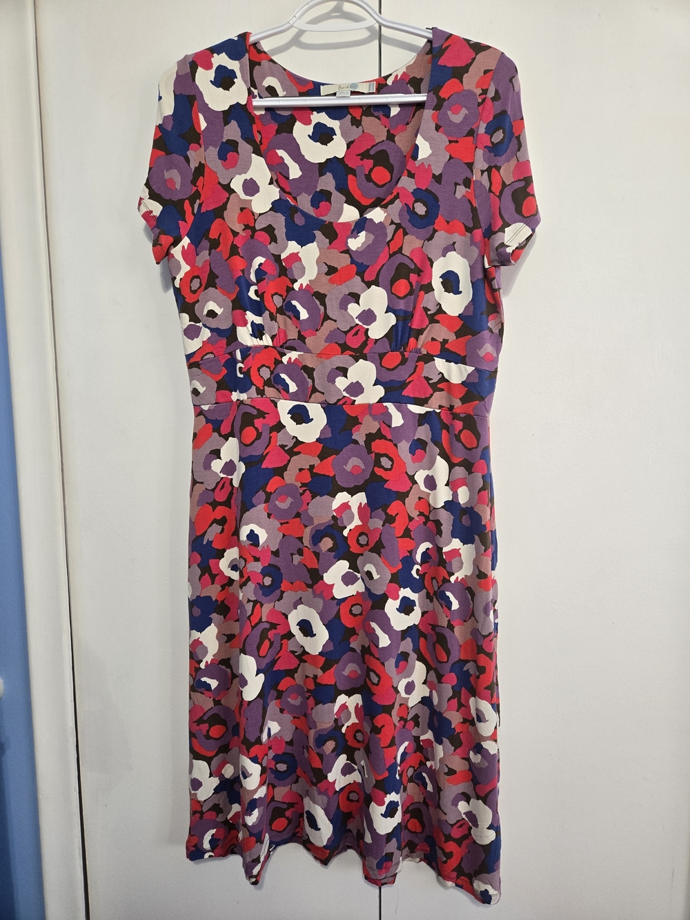 Boden Floral Fit & Flare‎ Midi Dress US 12 UK 16 Colorful Print